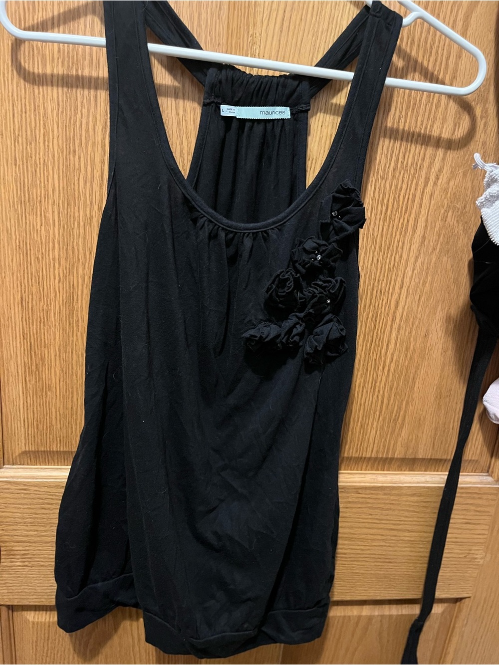Maurices Black Tank Top with Rosette Detail